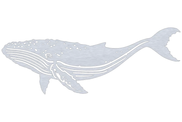 A precision-cut aluminum humpback whale silhouette weathervane displayed on a black background. The whale features detailed cuts representing its flippers, tail, and iconic bumps.